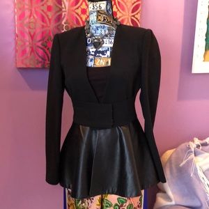 Awesome Zara black blazer with pleather peplum